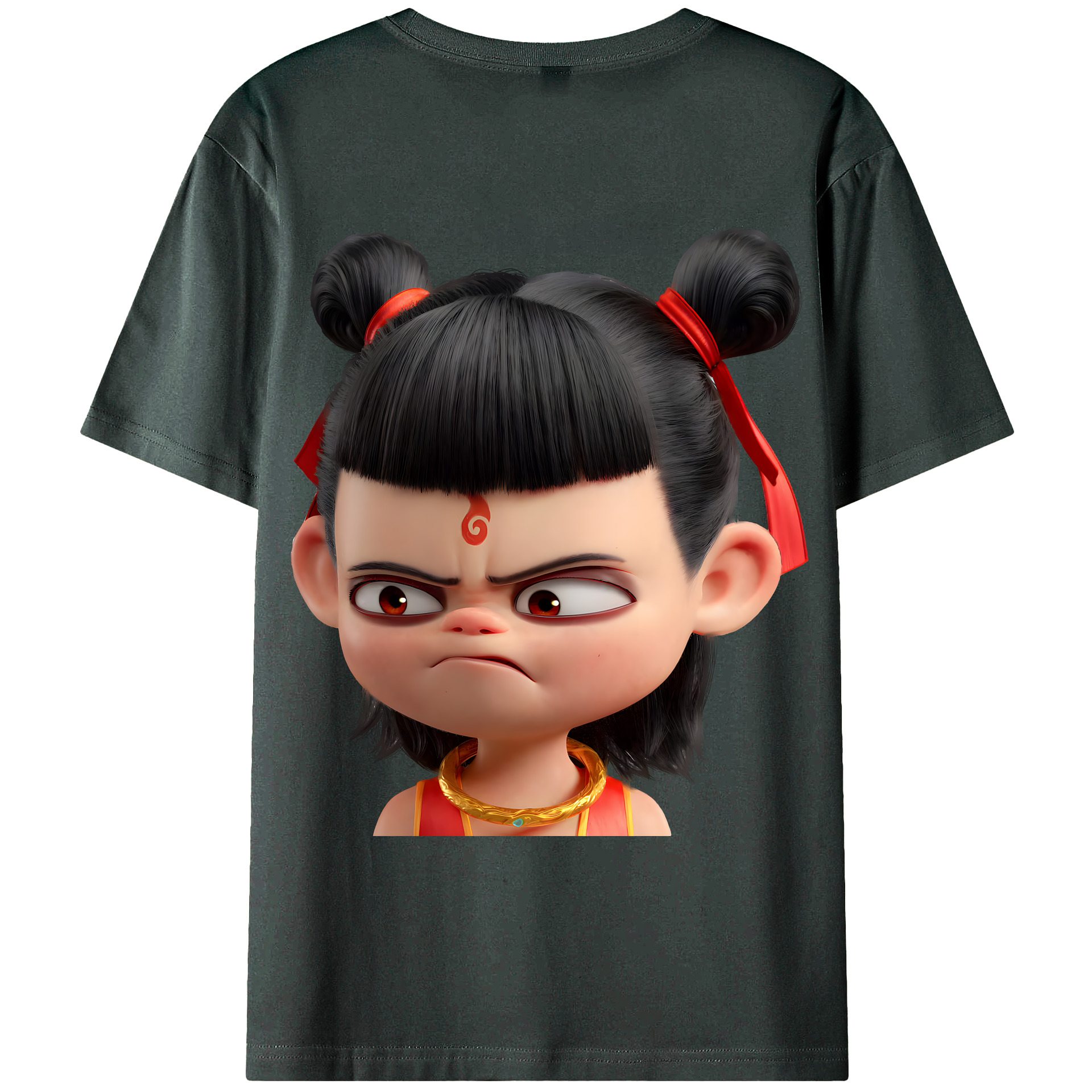 （画像用） Ne Zha 2 ナタ 魔童の大暴れ 綿100％ メンズ半袖Tシャツ（バックプリント） 通気性